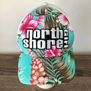 North Shore Surf Floral Trucker Style Blue and Pink